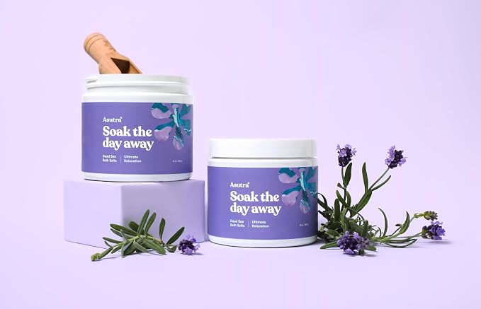 ASUTRA Dead Sea Bath Salts (Ultimate Relaxation), 16 oz - Soak in Rich & Vital Healing Minerals - Relax & Calm Your Mood with Lavender, Cedarwood, & Marjoram Essential Oils