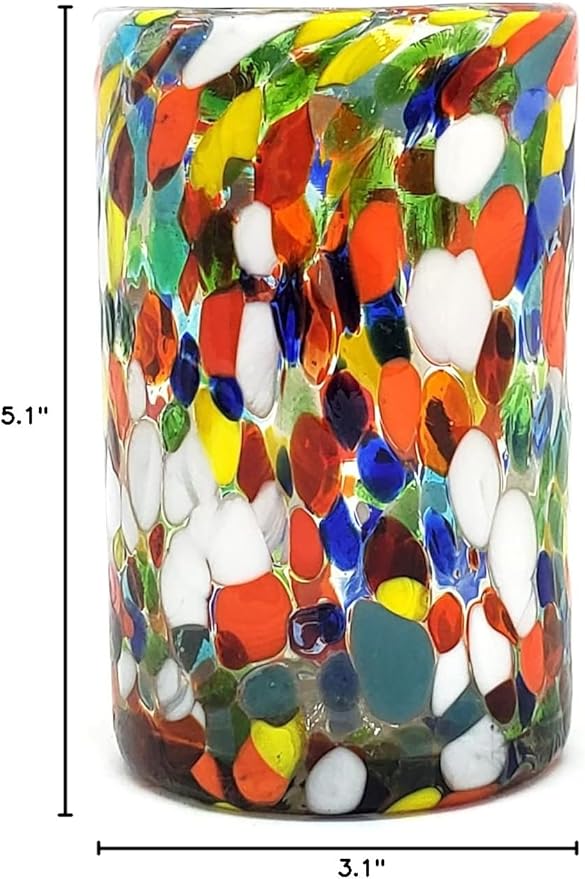 Confetti Carnival 14 oz Drinking Glasses (set of 6), Recycled Glass, Lead-free, Toxin-Free (Drinking)