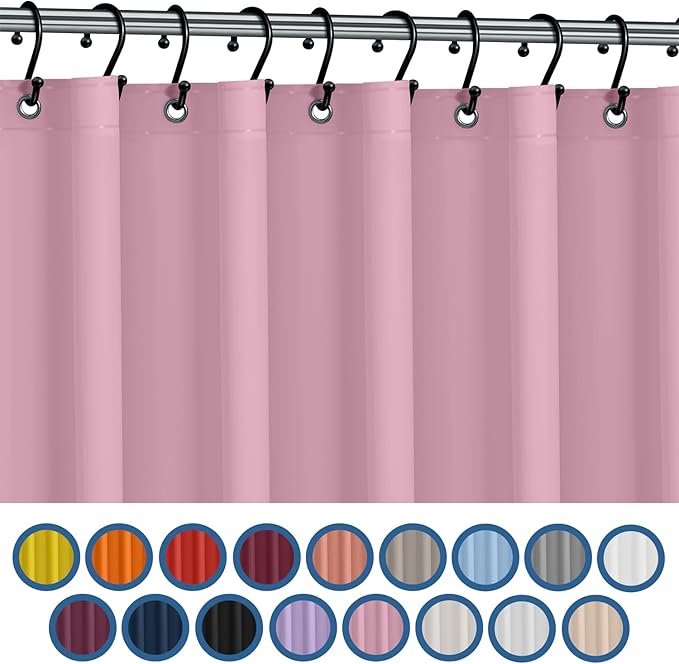 No Smell Shower Curtain Liner 72x72 Pink - PEVA Plastic Shower Curtain for Bathroom, PVC-Free Waterproof Pink Shower Liner with Metal Grommets and Magnet-Weighted Bottom Hem - Washable Liner