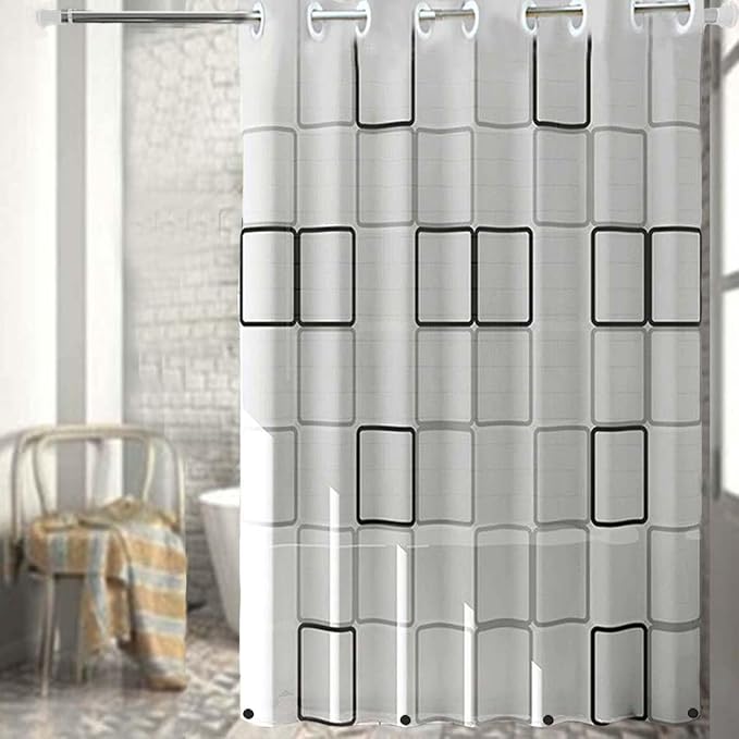 PEVA Shower Curtain Liner Curtain Waterproof No Hook Needed Shower Curtain for Bathroom,72" Wx 78" L