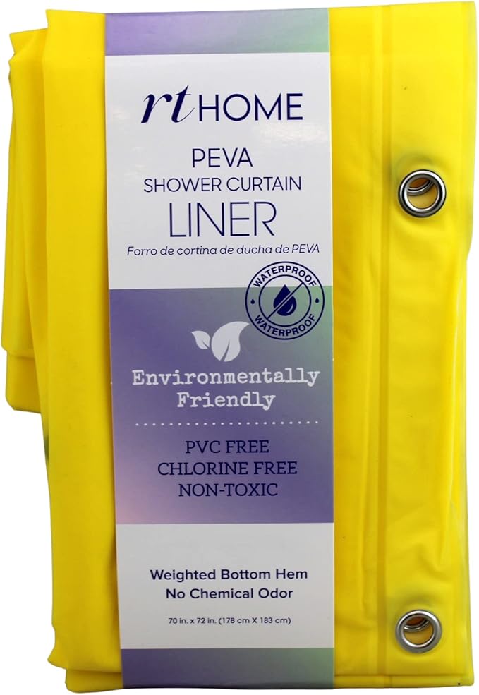 Dependable Industries inc. Essentials PEVA Shower Curtain Liner - PVC Free Magnetized Bottom Odorless Clear (Yellow)