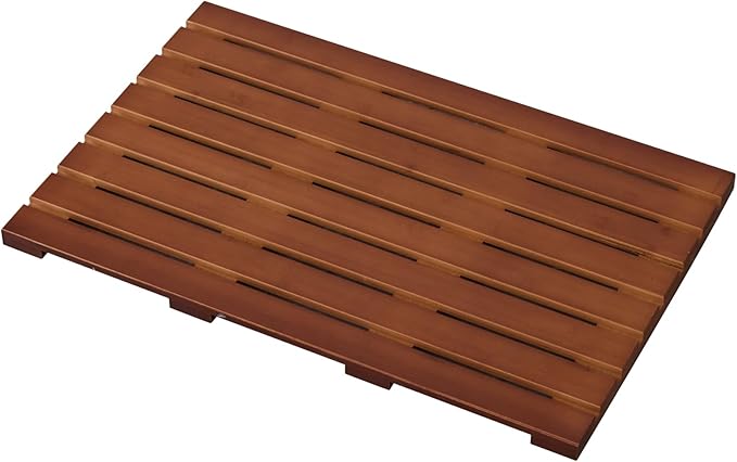 Bamboo Bath Mat for Shower with Non-Slip Rubber,Bathtub Mat,Floor Mat,Shower Mat for Indoor,Outdoor,Spa, Sauna, Pool (Brown, 25.5 * 17 * 1.4 inches)