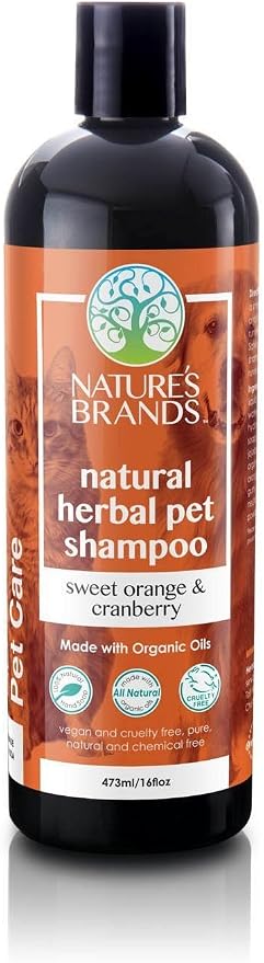 Natural Pet Shampoo by Herbal Choice Mari (Sweet Orange & Cranberry,16 Fl Oz Bottle) - Made with Organic Ingredients - No Toxic Chemicals