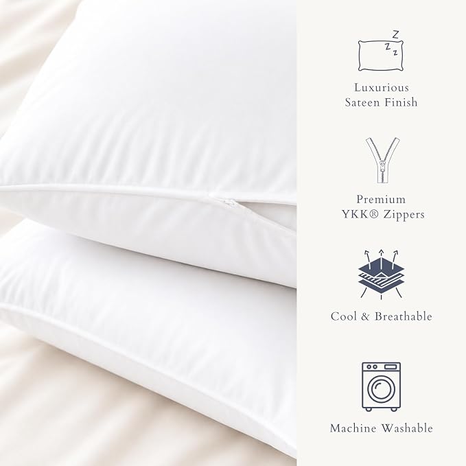 MakeMake Organics Organic Pillowcase Toddler (Set of 2) GOTS Certified Organic Cotton Toddler Pillowcase Zippered Breathable Non Toxic Fits 13x18 Toddler Travel (14x19, Pearl White)