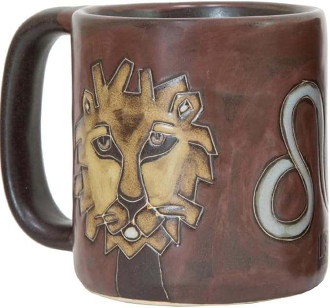 One (1) MARA STONEWARE COLLECTION - 16 Oz Coffee Cup Collectible Dinner Mug - Zodiac Sign - Leo The Lion Design