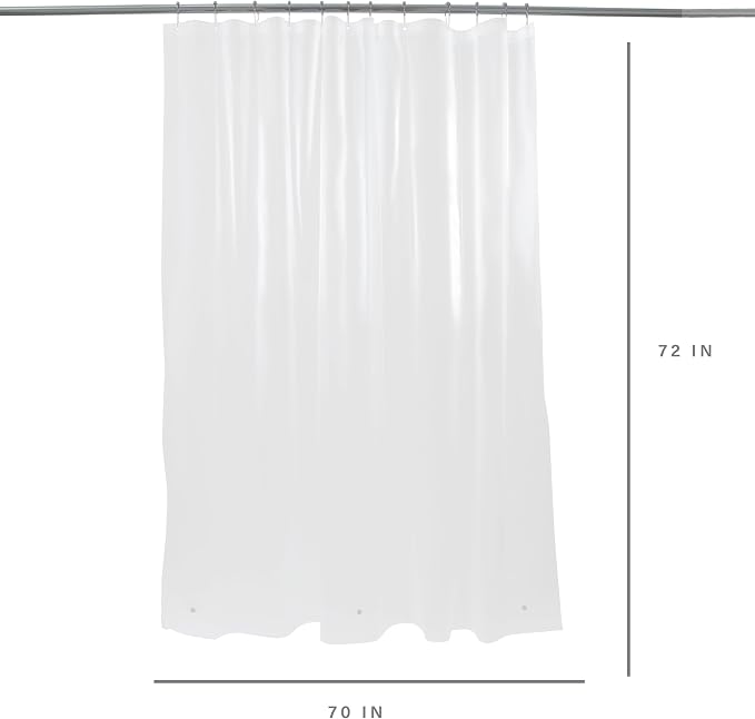 Bath Bliss Heavy Duty Shower Curtain Liner, 3 Magnet Hem, White