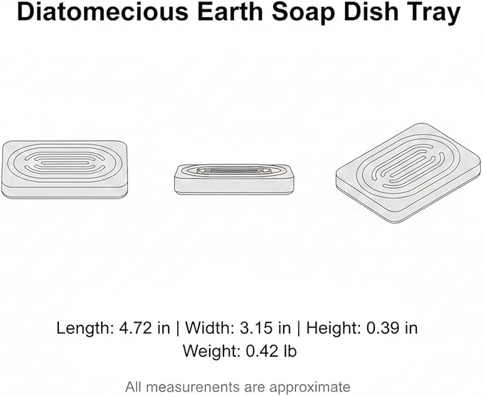 Diatomaceous Earth Soap Dish Tray, Stone Tray for Bathroom Sink Counter, 4.7 x 3.1 Inch (1 PC)