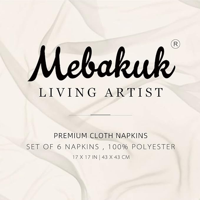 Mebakuk Cloth Napkins Set of 6, Premium 17 x 17 Inch Solid Washable Linen Style Napkins, Soft Table Napkin for Wedding Party Restaurant Dinner Parties