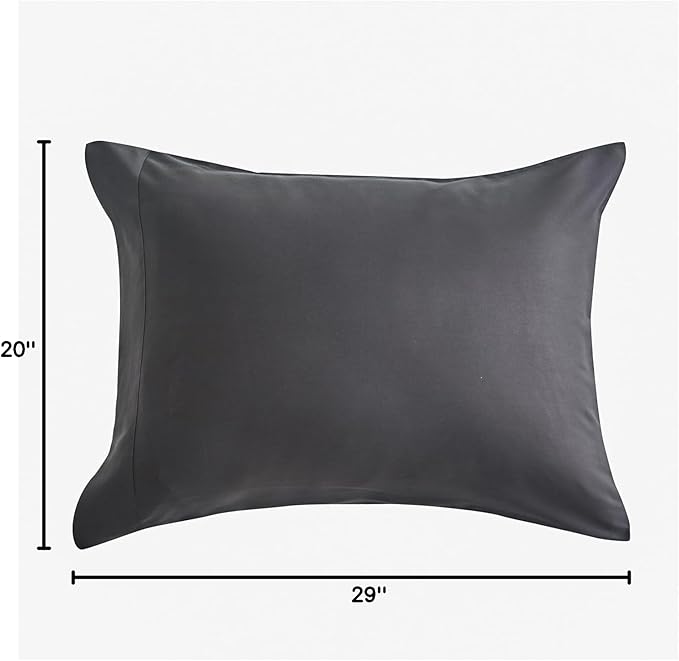 DOZ by SIJO Pillowcase Set, 100% Viscose derived from Organically Grown Bamboo, Buttery Soft, Silky, Breathable, Cooling, Oeko-TEX, High GSM, 2-Pack, Envelope Closure (Queen, Storm)