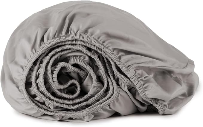 Whisper Organics, Queen Bed Sheet - 100% Organic Cotton Fitted Sheet - 300 Thread Count, Fitted Sheet Only - GOTS Certified - Deep Pocket, Dark Grey Color (Queen Size)