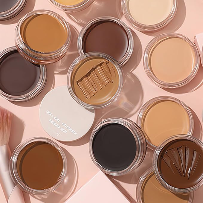 Kaely 2Pcs Cream Pot Concealer Full Coverage Makeup Set, Under Eye Brightener Color Correcting Concealer for Dark Circles, Waterproof Foundation Palette with Brush, Corrector de ojeras, 05+06