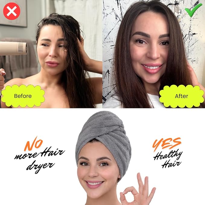 KELVO Microfiber Hair Towel Wrap for Women - Pack of 3, 350 GSM Super Absorbent Quick Dry Hair Turban, Anti-Frizz Head Wrap for Curly, Long & Thick Hair, Soft Hair Drying Towel (Blue Solid)