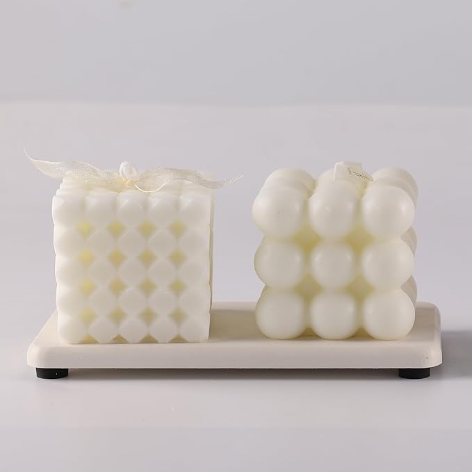 NiuYichee 2 Pcs Water Absorbing Stone Trays, Kitchen/Bathroom Sink Soap Dish, Diatomite Tray Used for Hand Soap & Cosmetic Bottles in The Modern Home, 3.15" W x 6.3" L, White