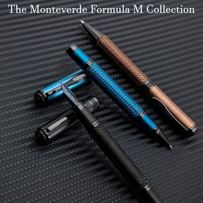 Monteverde Innova Formula M Fountain Pen, Black - Medium Nib, Premium PVD Coated Pen, Refillable, JoWo Stainless Steel Nib, Luxury Gift Box
