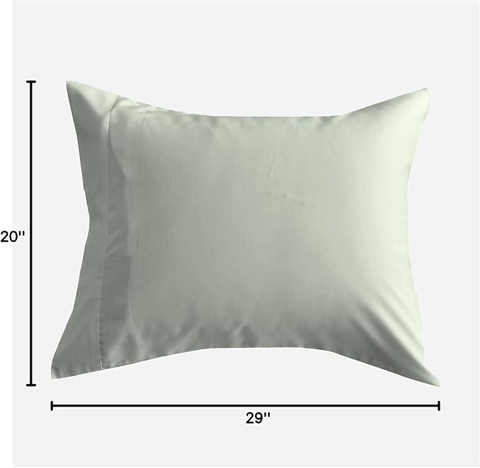 DOZ by SIJO Pillowcase Set, 100% Viscose derived from Bamboo, Organically Grown, Buttery Soft, Silky, Breathable, Cooling, Oeko-TEX, High GSM, (Pack of 2), Envelope Closure (Queen, Sage)