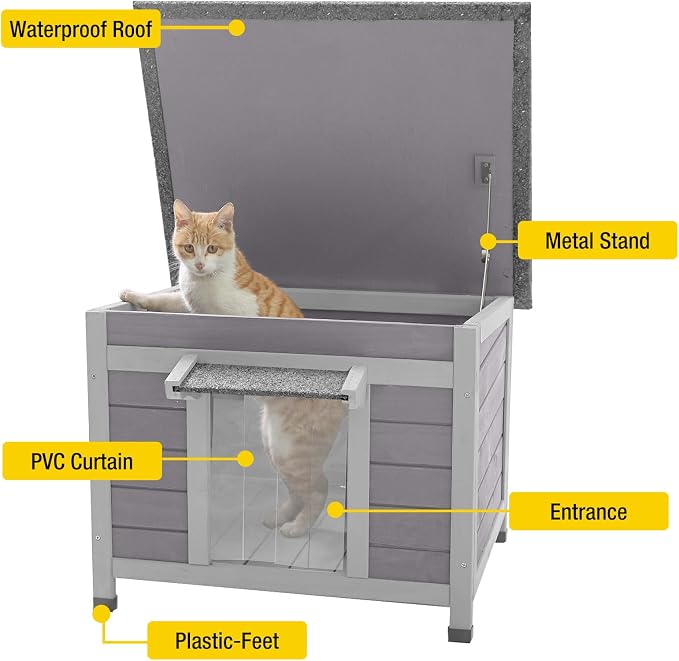 Aivituvin Heated Cat House for Outdoor Cats Feral Kitty Shelter with Heater Keep Warm in Winter,Insulated Liner Include