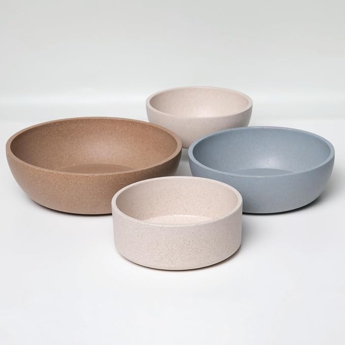 Loving Pets - Dolce Bamboo - Eco-Friendly Pet Bowls & Dishes for Dog, Cats, Puppy Food and Water Dish -Sustainable and Dishwasher Safe, Made with Real Bamboo (Large, Oat-Beige)