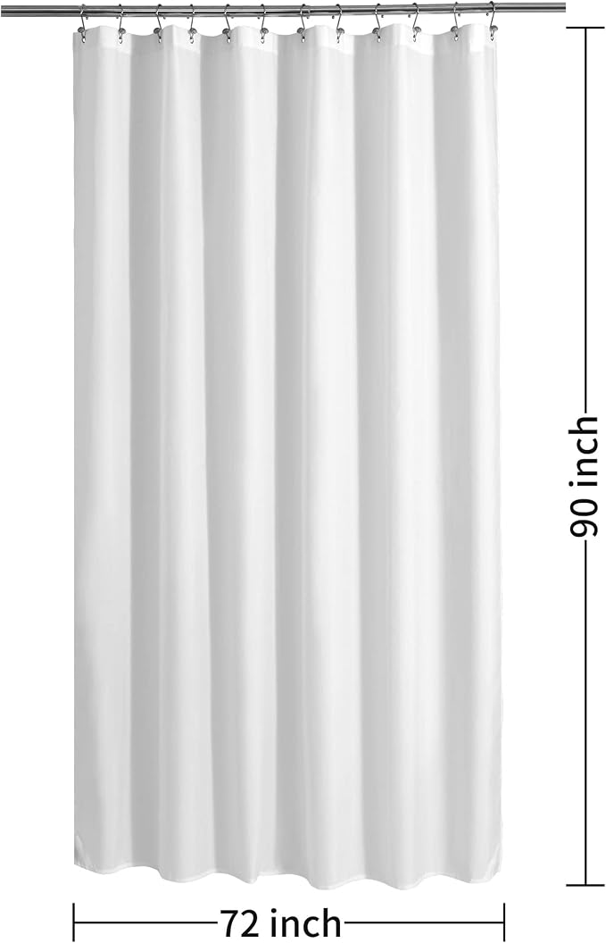 ALYVIA SPRING Extra Long Fabric Shower Curtain Liner Waterproof - 72" x 90", Soft & Lightweight XL Shower Curtain with Magnets, Machine Washable - 72x90, White