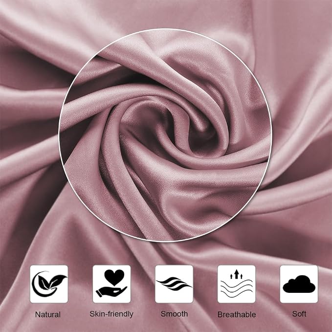 Ravmix Silk Pillow Cases with Zipper, 21momme Mulberry Silk Pillowcase for Hair Skin Health, Soft Smooth Breathable Cool Pillow Cover for Beauty Sleep with Gift Box 1PC(Queen 20"x30", Dark Pink)