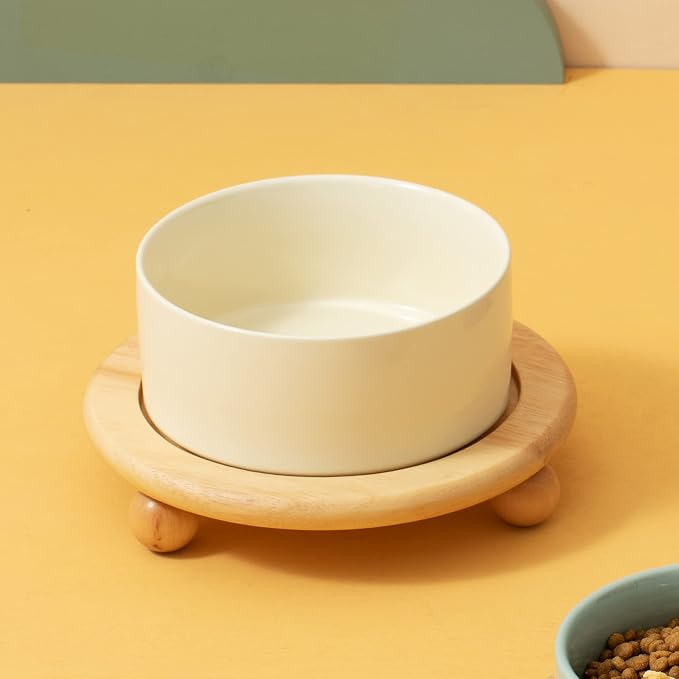 Havniva Raised Cat Bowls Water Bowl 5.1” Elevated Ceramic Cat Food and Water Bowl Whisker Friendly Pet Food Bowls for Indoor Cats, Wide Cat Water Dish Prevent Whisker Fatigue Non Slip Cat Feeder