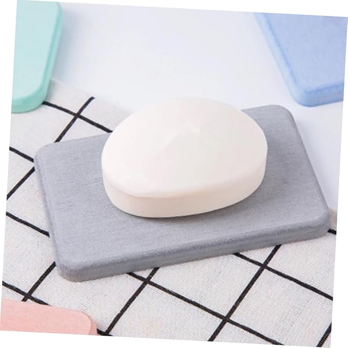 Garneck Diatomite Soap Holder Grey Absorb Water Deodorize Non Slip Dry Cushion for Bathroom Kitchen Shower Soap Dish Tray