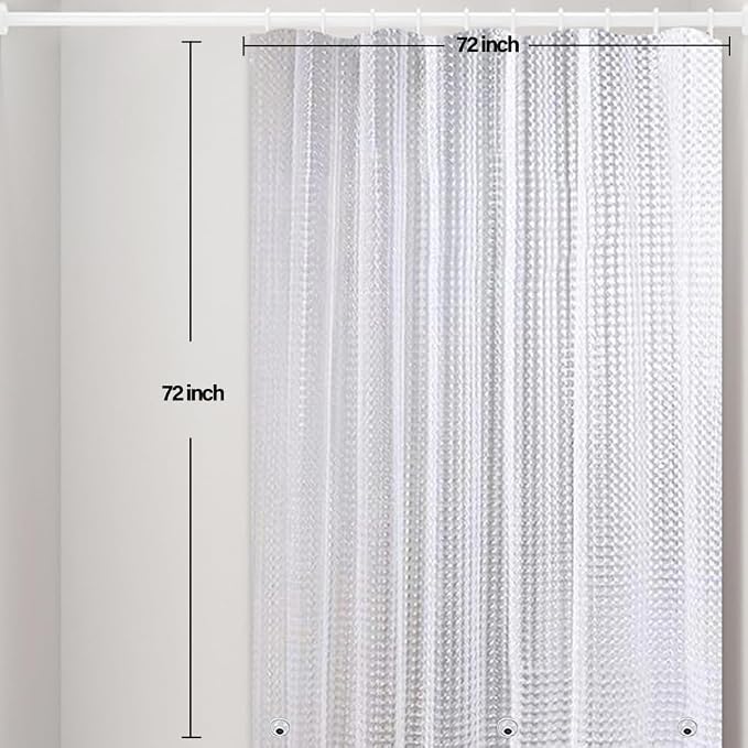 Plastic Shower Liner - Premium EVA 4G Shower Curtain Liner with Rustproof Grommets and 3 Weighted Magnets, Waterproof Shower Curtains for Bathroom (3D Cat-Eye, 72"*72")