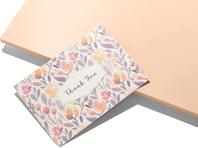 Twigs Paper Thank You Card Set - 12 Assorted Greeting Cards For All Occasions - Thank You Cards with Envelopes - Appreciation Cards - Eco Friendly - Made In USA - 5.5 x 4.25 Inch Size - Floral Themed