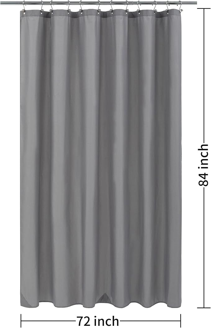 ALYVIA SPRING Extra Long Fabric Shower Curtain Liner Waterproof - 72" x 84", Soft & Lightweight XL Shower Curtain with 3 Magnets, Machine Washable - 72x84, Grey