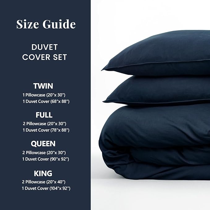 S VICTORY SYMBOL 100% Organic Linen Duvet Cover Set Full Size,Stone Washed Flax Bedding Set,Comforter Cover with Button Closure(Navy,Full) Soft Breathable and Comfy