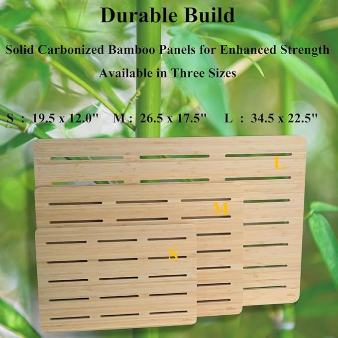 Bamboo Shower Mat 26.5 x 17.5 x 1.7, Solid Slatted Wooden Bath Mat, No Coating, One-Piece Design, Non-Slip Surface for Bathroom, Spa, Indoor Entryway, Available in 3 Sizes