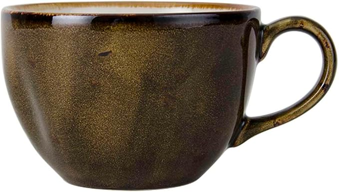 Tuxton Artisan Geode Geode Walnut Reactive Natural 10-1/2-Ounce Round Cup, Case of 24, Brown; Scratch Resistant; Chip Resistant; Lead & Cadmium Free; Dishwasher, Microwave, Oven Safe