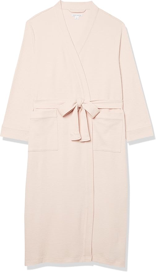 Amazon Essentials Women's Lightweight Waffle Full-Length Bath Robe with Pockets (Available in Plus Size)
