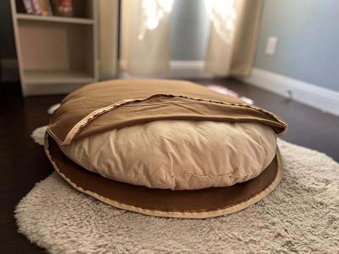 Round 100% Cotton Canvas Dog Bed Cover: Washable, Durable, Eco-Friendly, Multiple Colors, XS-XXL, Made in USA (Medium Brown, X Small 18 Inches)