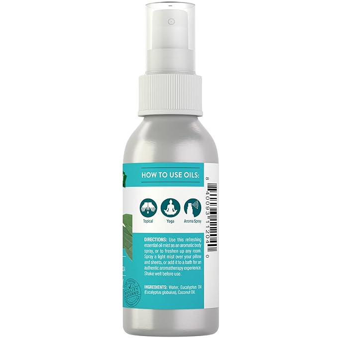 Nature's Truth Eucalyptus Mist Spray 2.4 fl oz | Pure Essential Oil for Aromatherapy