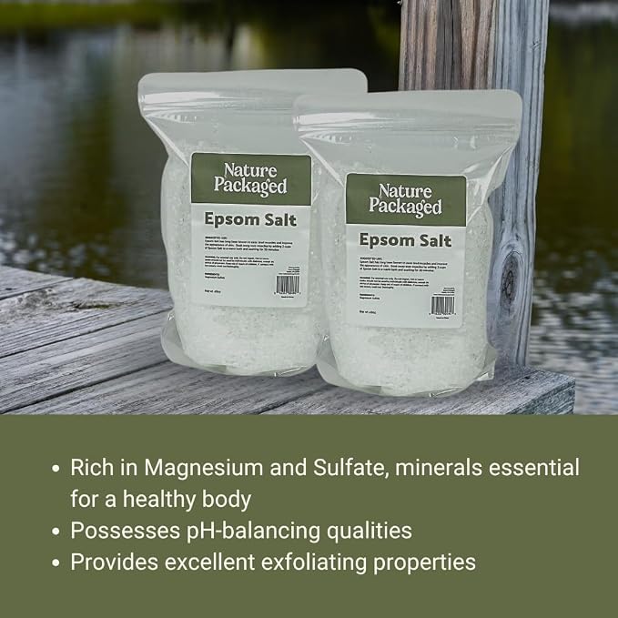 Epsom Salt (48oz) - Direct from The Shore of The Dead Sea - Organic Salt as Body Scrubs, Bath Salt, and Foot Bath Soak 4 Packs