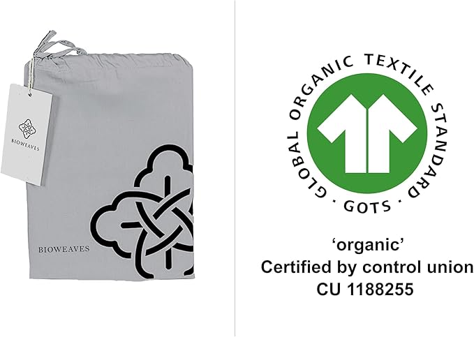 BIOWEAVES 100% Organic Cotton King Pillow Cases 300 Thread Count Soft Sateen Weave GOTS Certified – King Size, Set of 2, Glacier Gray