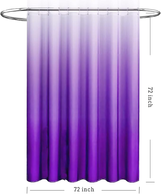 TIKABC Shower Curtain Liner, 4G PEVA Shower Liner, Plastic Waterproof Shower Curtains, with Grommet Holes and 3 Magnetic Weights(Gradient Purple)