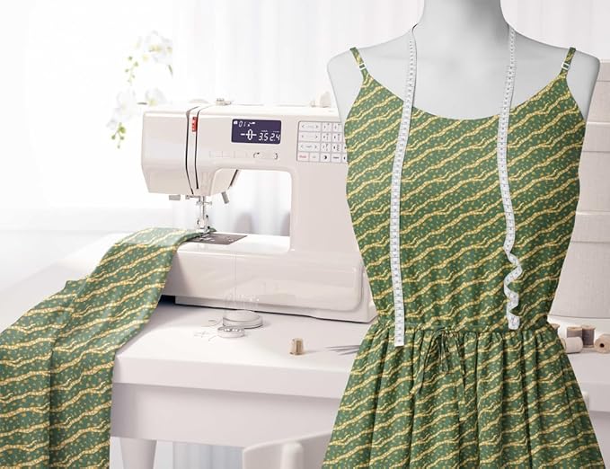 Soimoi Lightweight Cotton Voile Fabric, Green - Floral Print, Unstitched Material - 42 Inch Width, Ideal for Making Summer Dresses, Blouses, Scarves, Lingerie, Sheer Curtains, Garment Linings, 1 Yard