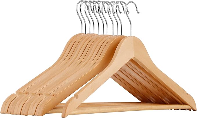 ZENY Premium Wooden Hangers 50 Pack, Coat Hangers with 360-Degree Rotatable Hook, Clothes Hangers for Suit, Shirts, Jackets, Dress, Pant (Natural)
