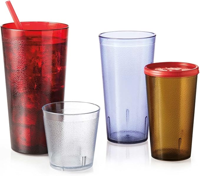 G.E.T. 6616-1-R-EC Heavy-Duty Plastic Restaurant Tumblers, 16 Ounce, Red (Set of 4)
