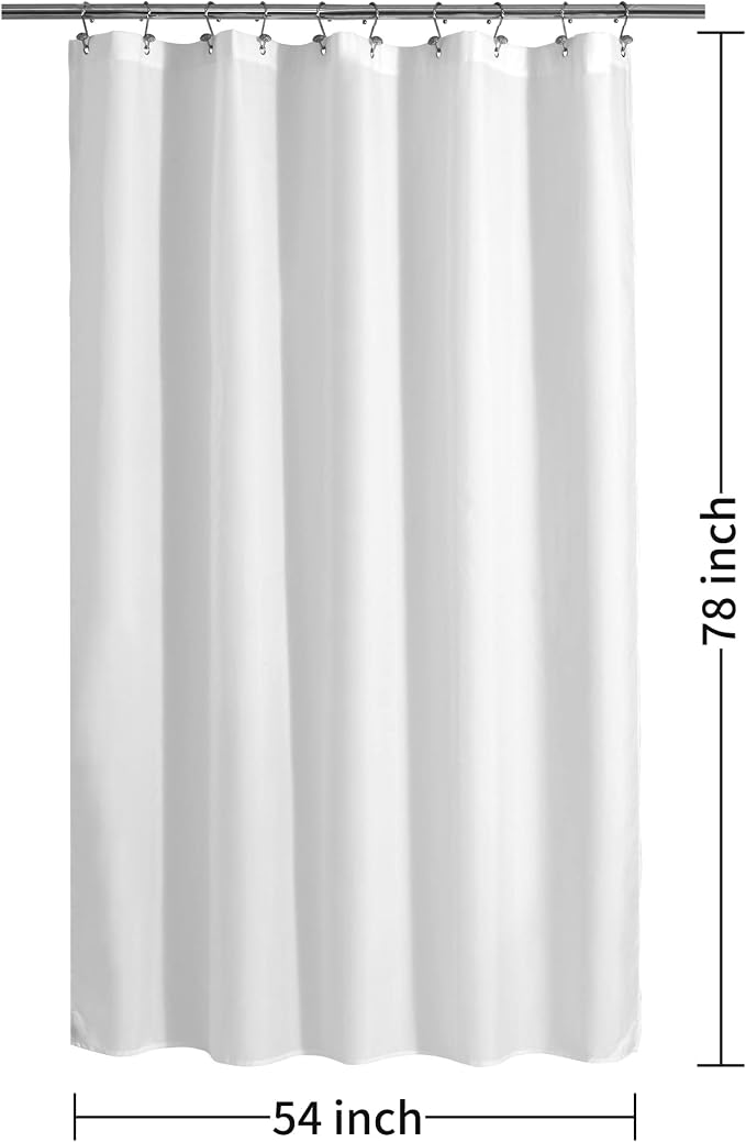 ALYVIA SPRING Stall Fabric Shower Curtain Liner Waterproof - 54" x 78", Soft & Lightweight Long Stall Size Shower Curtain with Magnets, Machine Washable - 54x78, White