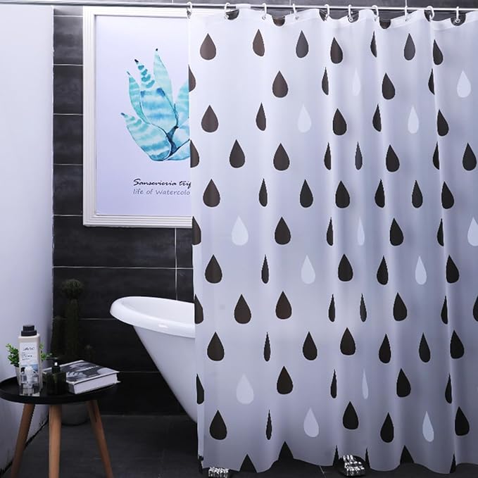 Plastic Shower Liner - Premium EVA 6G Shower Curtain Liner with Rustproof Grommets and 3 Weighted Magnets, Waterproof Shower Curtains for Bathroom (Droplet, 72" x 72")
