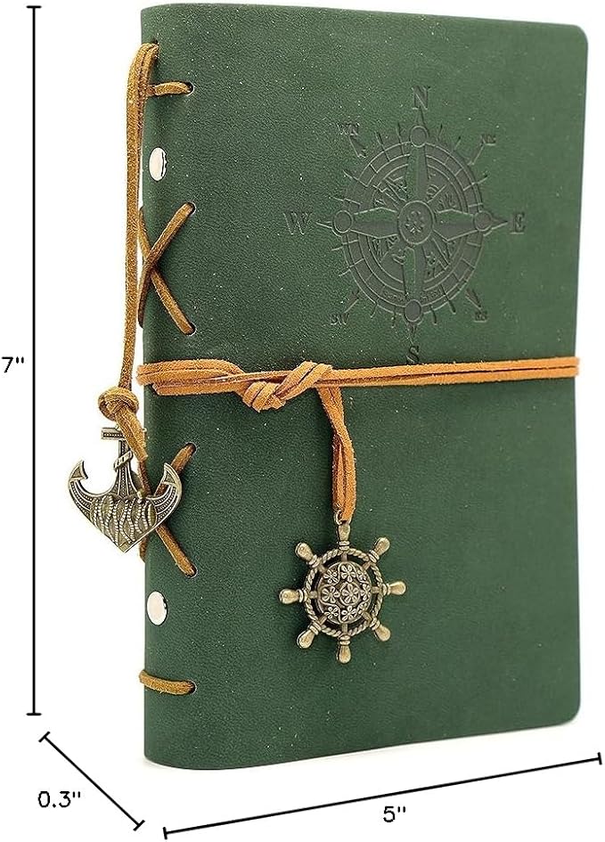EvZ 7-Inch Refillable A6 Binder Notebook - Premium Vegan Leather Personal Planner, Eco-Friendly Journal with 6-Ring Loose-Leaf System for Writing, Business, and Creative Sketches, Dark Green
