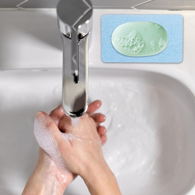 Water Absorbing Stone Tray for Sink - Non-Slip Fast-Drying Water | Absorbing Stone Tray - Drying Soap Saver Dish Toothbrush Drink Coaster Set for Bathroom and Kitchen