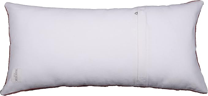 Trade Star Decorative Throw Pillow Cover 100% Cotton Handloomed Pillow Case for Couch Sofa Bed Modern Farmhouse Pillowcase (Rust Blossom 12X24 INCHES)
