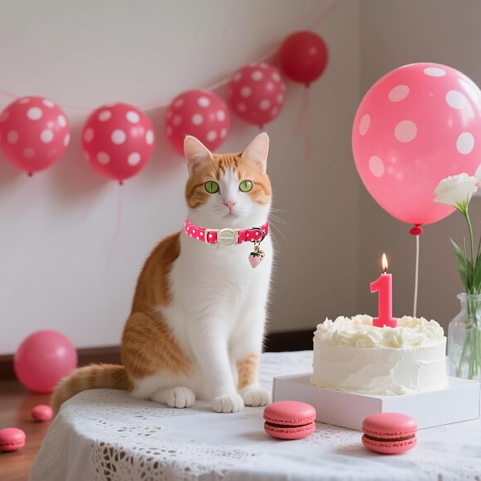 Cat Collar,2 Pack Cute Cat Collars Breakaway with Bell- Safety Buckle Pink Plaid Cat Collar for Girl Cats and Small Dogs,Adjustable 7-12 Inch,Pet Supplies Accessories