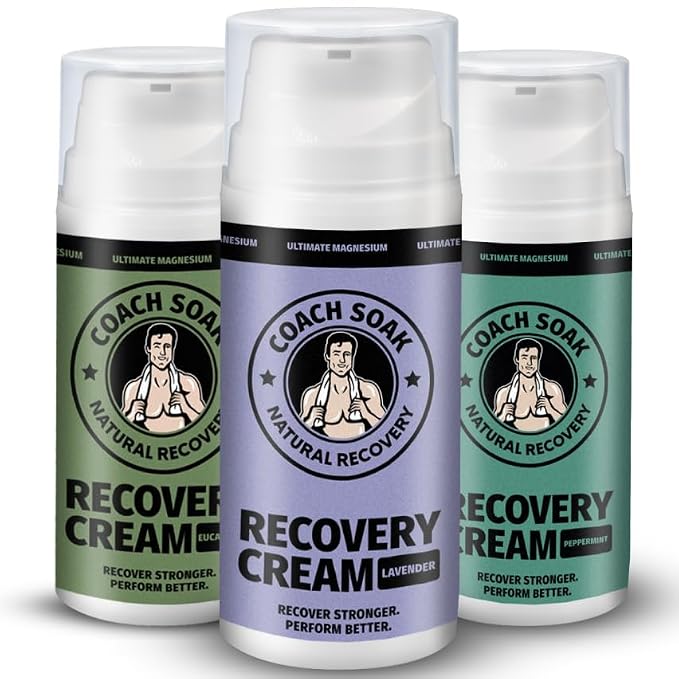 Coach Soak Magnesium Lotion with MSM & Menthol, Mixed Scent 10oz | 3 Pcs Magnesium Chloride Non-Greasy Alternative to Epsom Salt Lotion and Cream Apply Before Sleep for Feet, Leg Cramps & Body