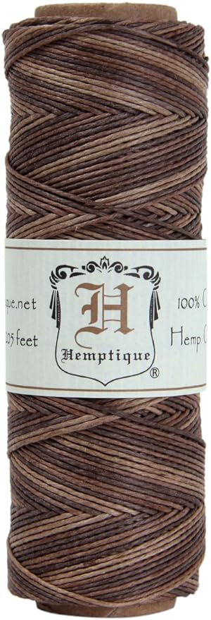 Hemptique 100% Natural Hemp Cord Single Spool - 205ft ~ 62.5m Hemp String Spool - Crafters Number 1 Choice - .5mm Cord Thread for Jewelry Making, Macramé, Scrapbooking, & More - Earthy