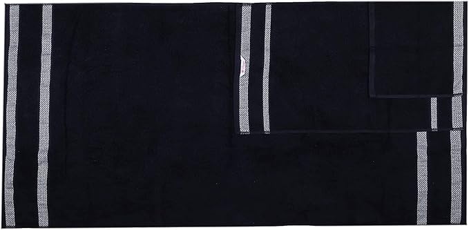 CASA COPENHAGEN Solitaire 6Pcs 100% Egyptian Cotton Large Designer Towels Gift Set- Pinstripe Grey, 600GSM, 2Bath 2Hand 2Washcloths, Bath Towels for Bathroom Set for Women & Men