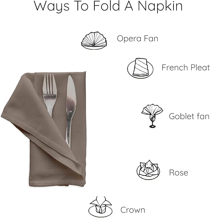 Set of 12 Cloth Napkins, 18 X 18 Inches, 100% Cotton Premium Quality Cloth Napkins with Mitered Corners Ultra Soft Absorbent Dinner Table Cloth Decor Oversized Napkins for Parties, Grey Beige